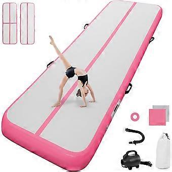 Inflatable gymnastics mat with electric air pump, 10 cm high, 4 meters long, suitable for gymnastics and yoga.