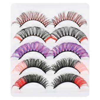 Assorted Color Synthetic Eyelashes Fake Realistic Eyelashes for Female 1 Box