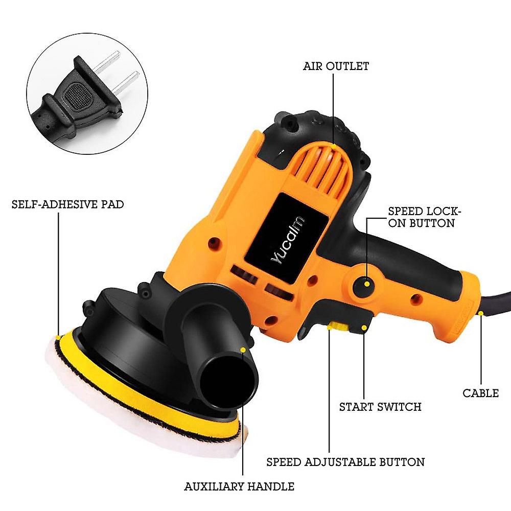 Electric Buffer Polisher 6 Inch For Polishing Sanding Waxing Variable Speed Detachable With Polishing Pads For Car Polishing