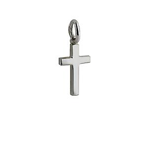 Silver 15x9mm plain solid block Cross
