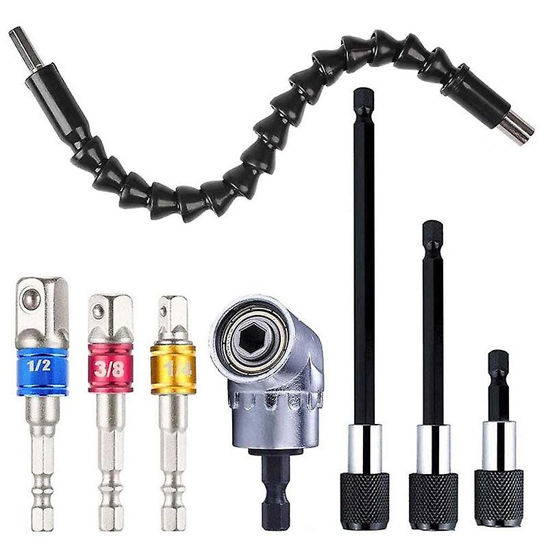 8 Pcs Netic Screwdriver Bit Holder, Netic Hex Shank Screwdriver Bits With Right Angle Drill Bit