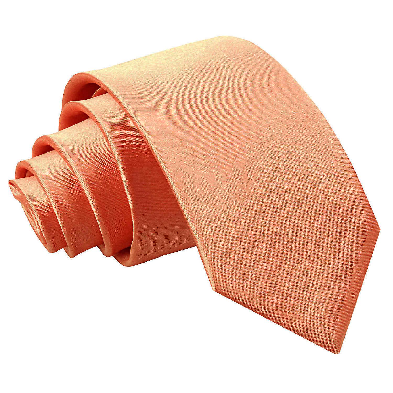 Coral Plain Satin Slim Tie
