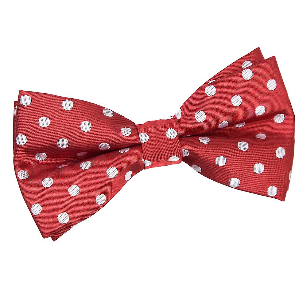 Dark Red Polka Dot Classic Pre-Tied Bow Tie