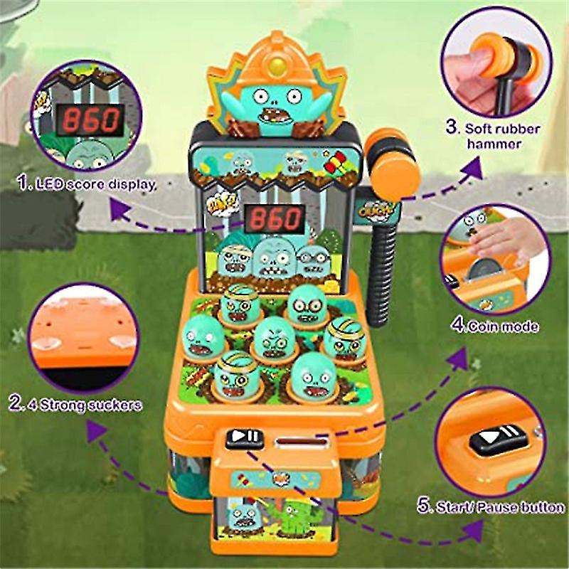 Game Mole Toy - Hammering Mini Electronic Arcade Game, Pounding Coin Game With 2 Hammers