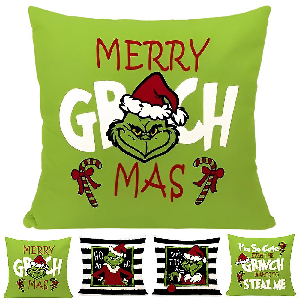 Christmas The Grinch Theme Cushion Cover Throw Pillow Case Sofa Decoration Decors