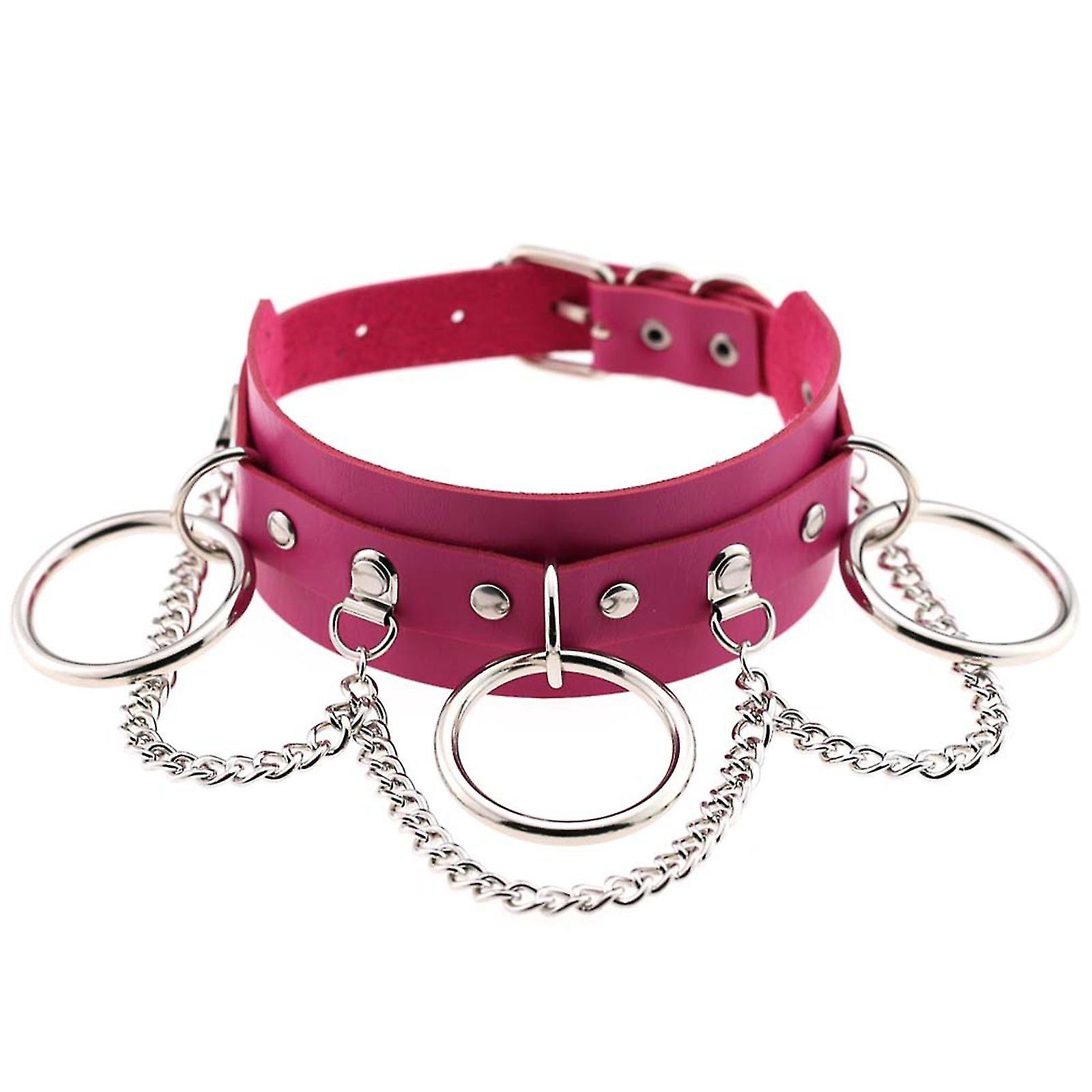 Collier Choker Circle Pu Leather Goth Choker Collar avec cuir coloré