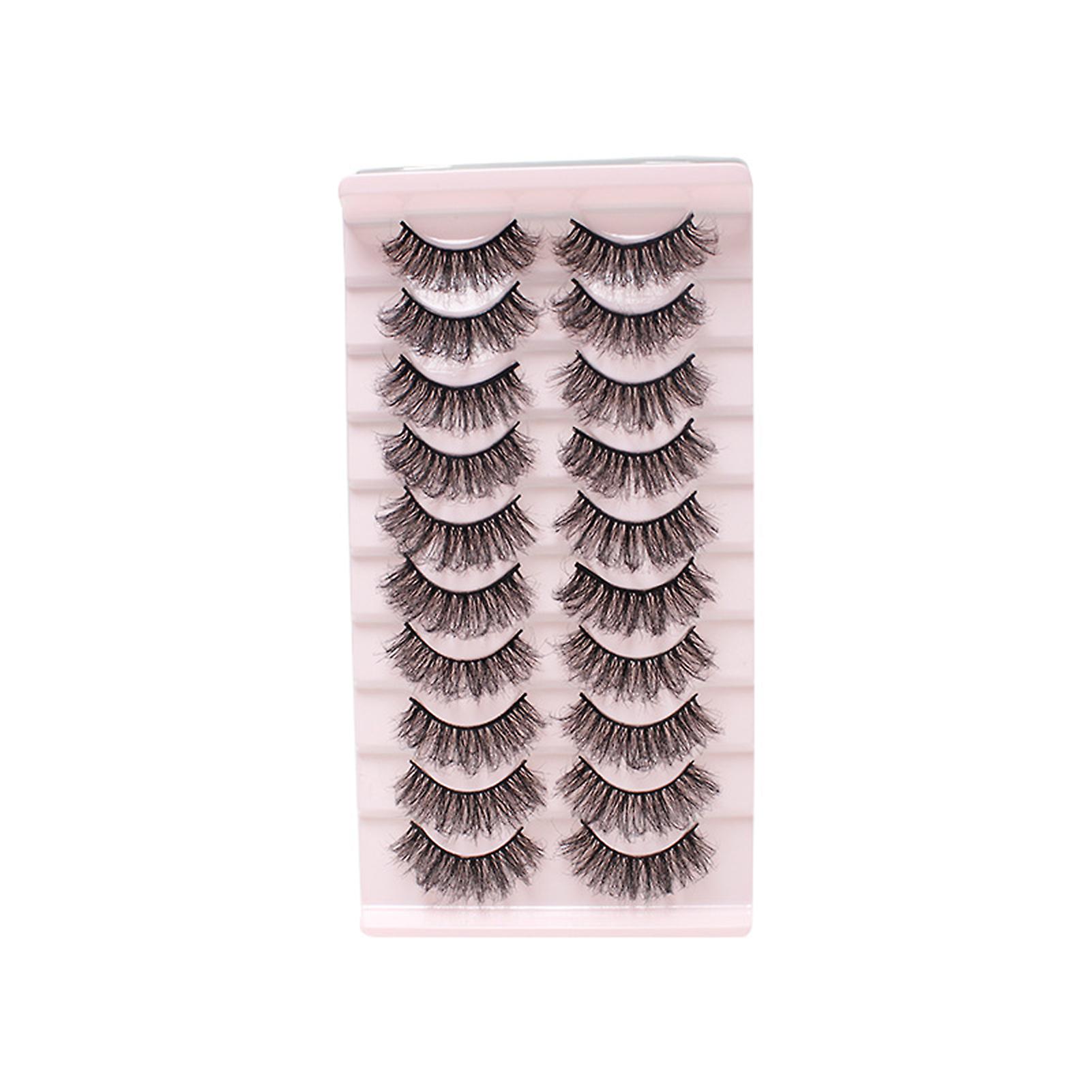 10 Pairs Dense Soft Artificial Eyelashes Diy Fluffy Effect Lightweight Lashes