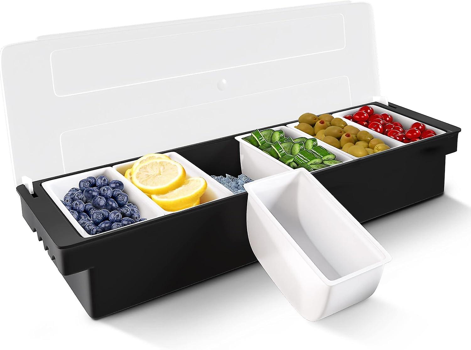Iced Condiment Serving Containers Refrigerated Decorative Tray Bar Rack
