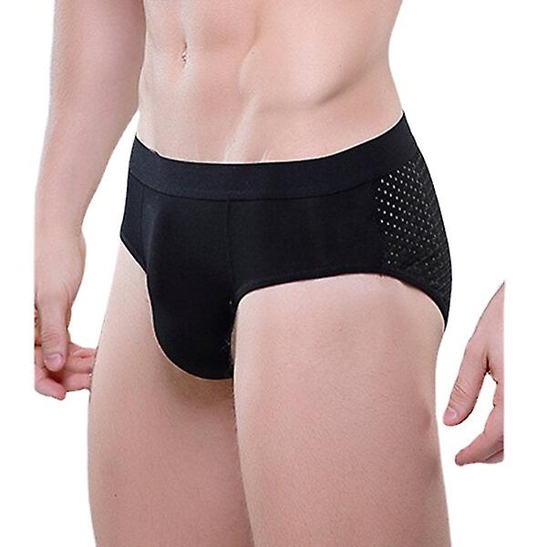 Men's Breathable Mesh Ice Silk Briefs - Mid Rise, Pure Color Casual Underwear