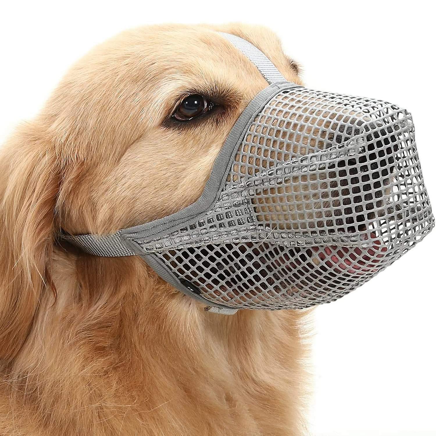 ZHOUBA Pet Mouth Cover Elasticity Adjustable Mesh Puppy Muzzle Pet Face Protector for Outdoor