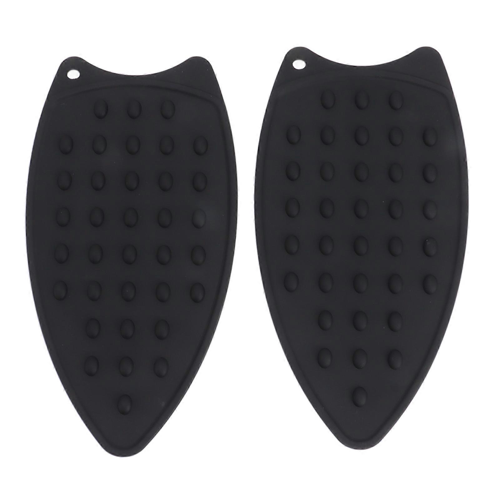 Lot de 2 repose-fers en silicone, durables, résistants aux chocs et à la chaleur, pour planches à repasser et fers à repasser, noir