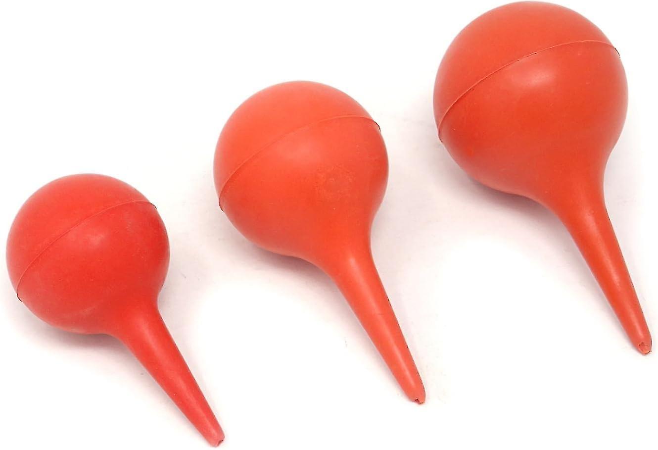 3pcs Laboratory Tool Red Rubber Squeeze Bulb Ear Syringe Ball,30ml,60ml,90ml