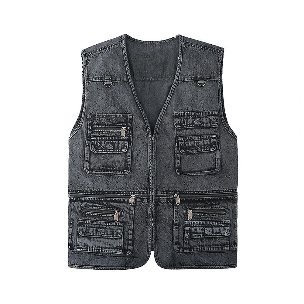 Vest Outerwear Popular Cool Solid Color Loose Zippers Vest Outerwear Sleeveless Coat for Home Men V