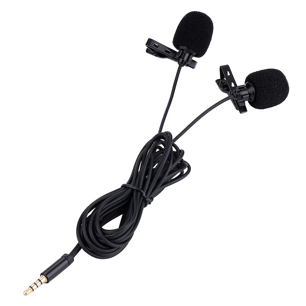 Dual Head Capacitor Lapel Tie Clip Microphone 3.5mm for Smartphone, High Sensitivity Mini Lavalier Mic with Clear Sound Quality