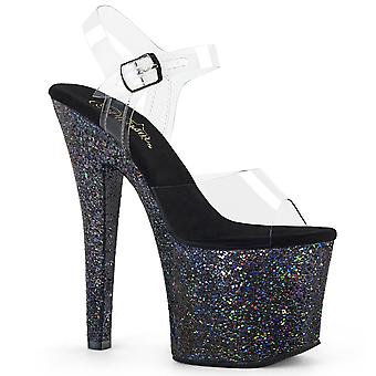 Pleaser Women's Shoes Radiant-708lg Clr/blk Holo Glitter