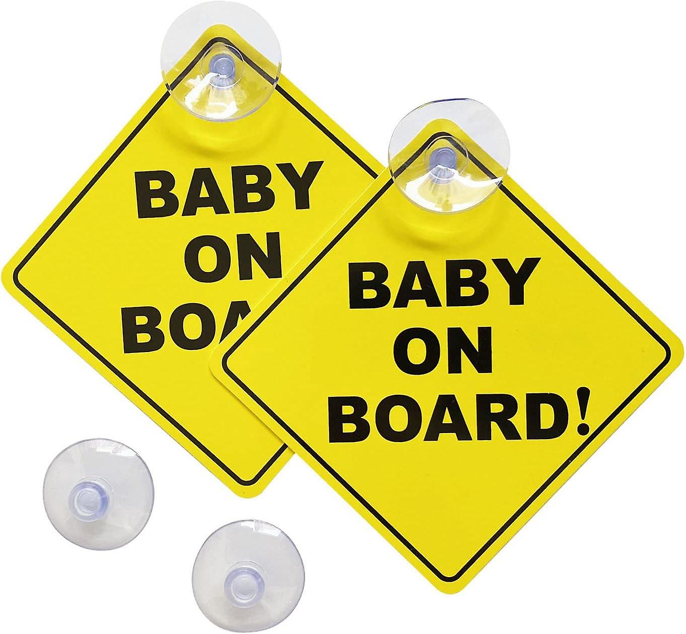 Baby stickers on the car, 2 pieces, baby car warning signs with suction cups, durable and sturdy, leaving no traces