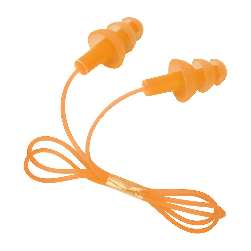Waterproof Soft Silicone Corded Noise Prevention Corded Earplugs Earmuff(Orange)