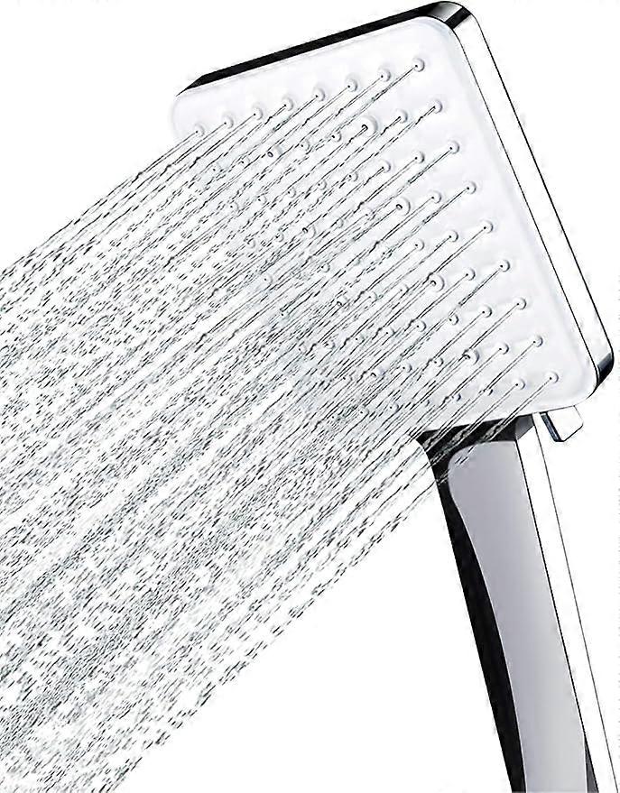 Shower Head, Large Square Shower Head with One Hand Control, High Pressure Shower Head with 6 Shower Modes, Chrome