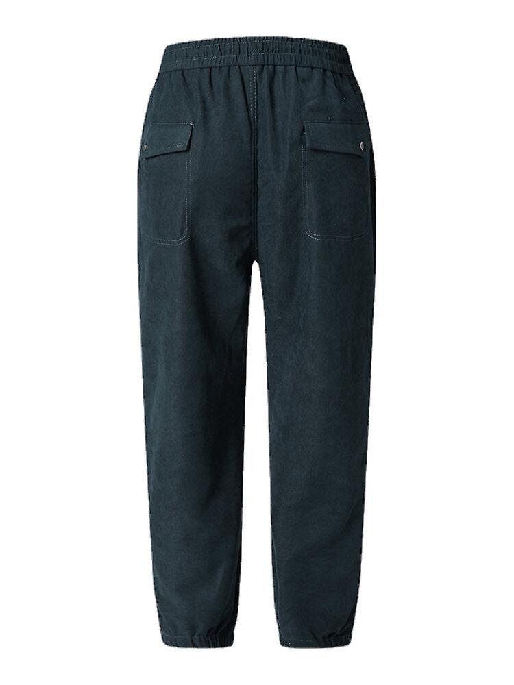 Men's Solid Color Ankle Length Casual Pants With Back Pockets