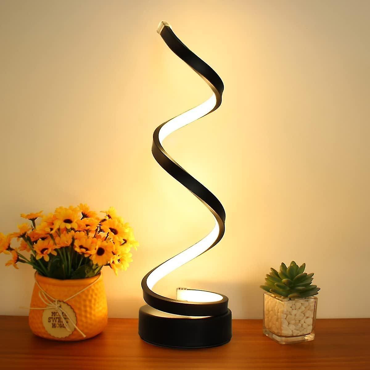 LED Table Lamp, Dimmable Modern Minimalist Spiral Table Lamp, 12W 3 Colors Bedside Lamp Desk Lamp fo