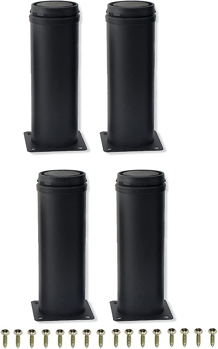 4stk 15cm sort rustfrit stål justerbart metal møbelben