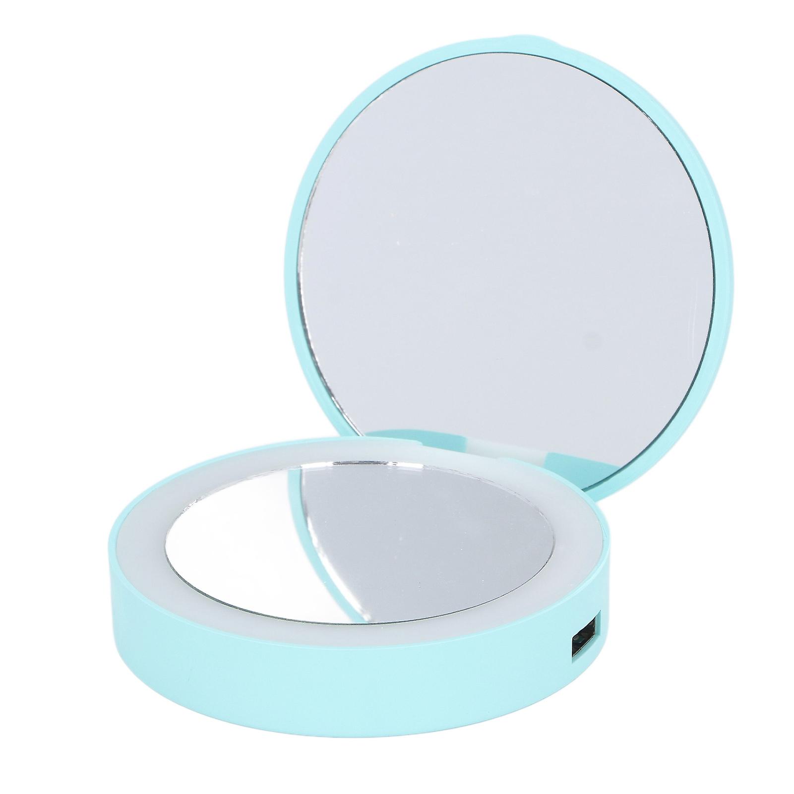 Illuminated Round Foldable Mirror Mini Portable 2 Modes High Definition LED Lighted Travel Cosmetic Mirror