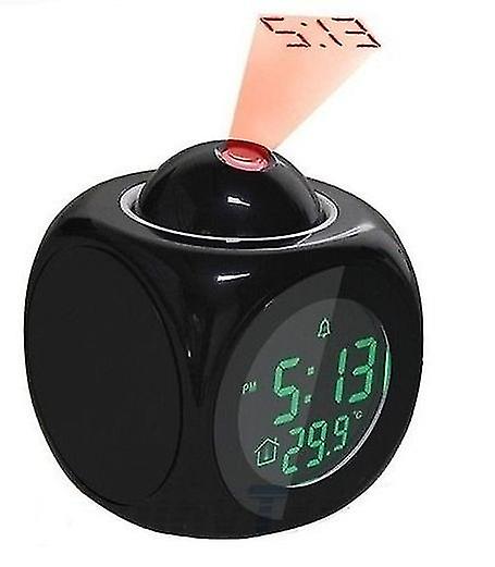 LED Projection Alarm Clock Multi-function Digital Temperature Display 1pcs-Black