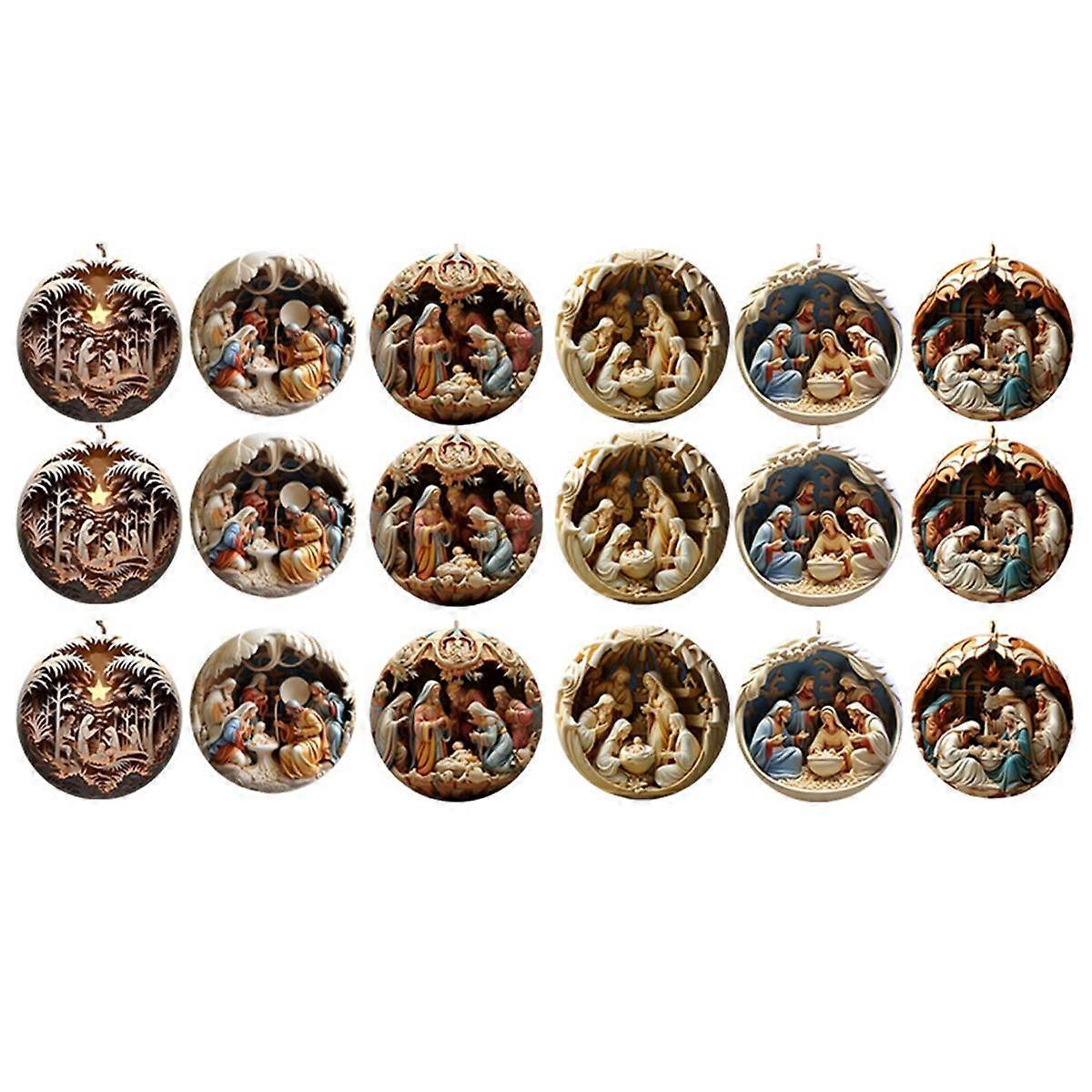 Julepynt julekrybbe dekorasjoner, julekrybber oppheng, flate 3D-effekt juleoppheng