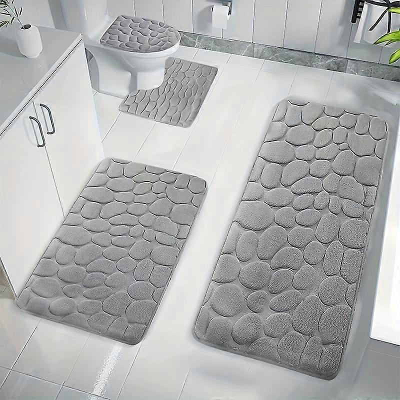 4-Piece Luxurious Memory Foam Bath Mat Set - Quick-Dry, Non-Slip, Washable - Perfect for Bathroom and Kitchen
