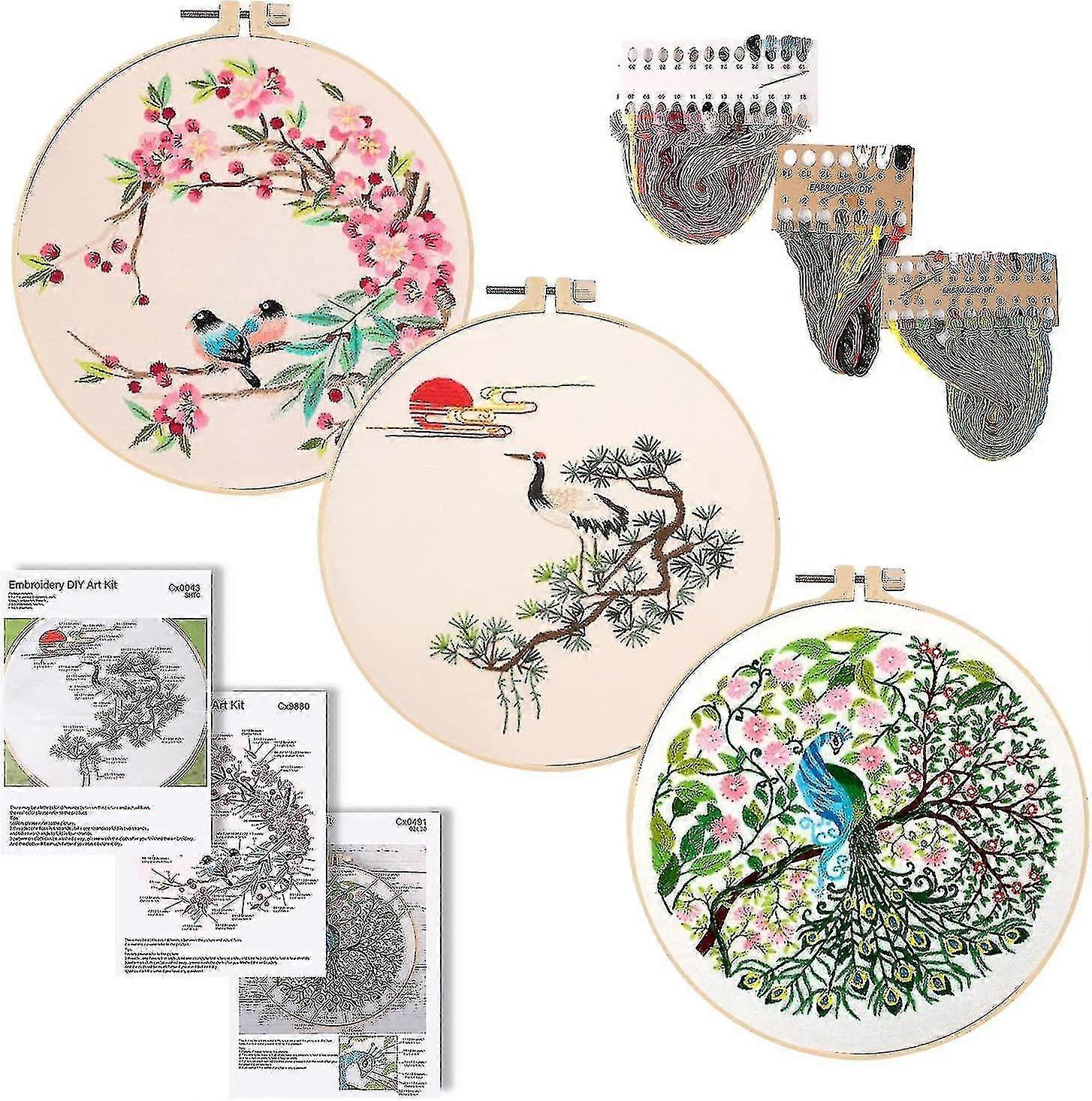 3pcs Embroidery Threads Kit, Beginner Tool, Starter_Feb