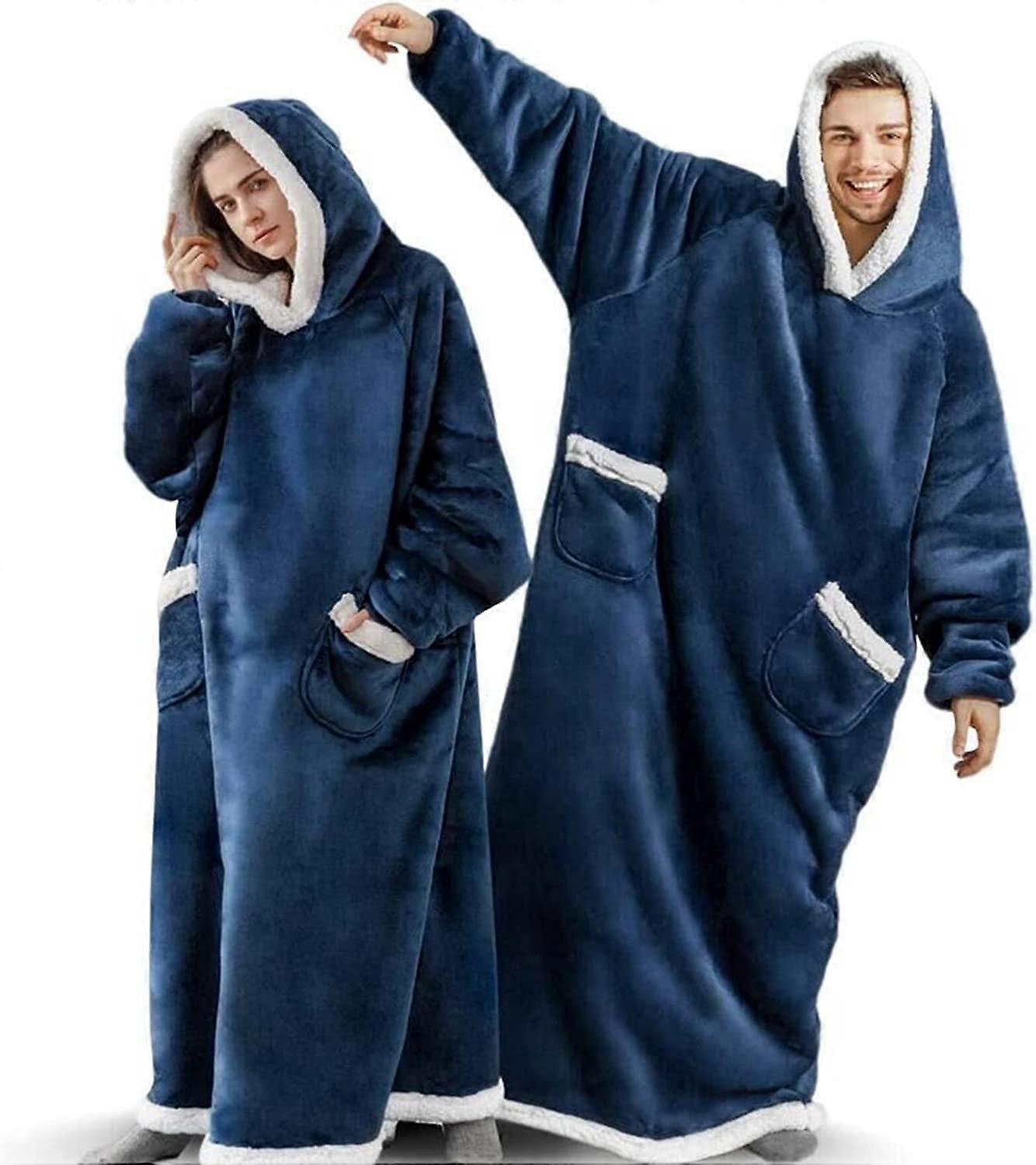 Süper Yumuşak Sıcak Polar Sweatshirt, Sherpa Astar Giyilebilir Polar Kapüşonlu Büyük Boy Battaniye Kapüşonlu Erkekler İçin Kadın Yetişkinler Gençler