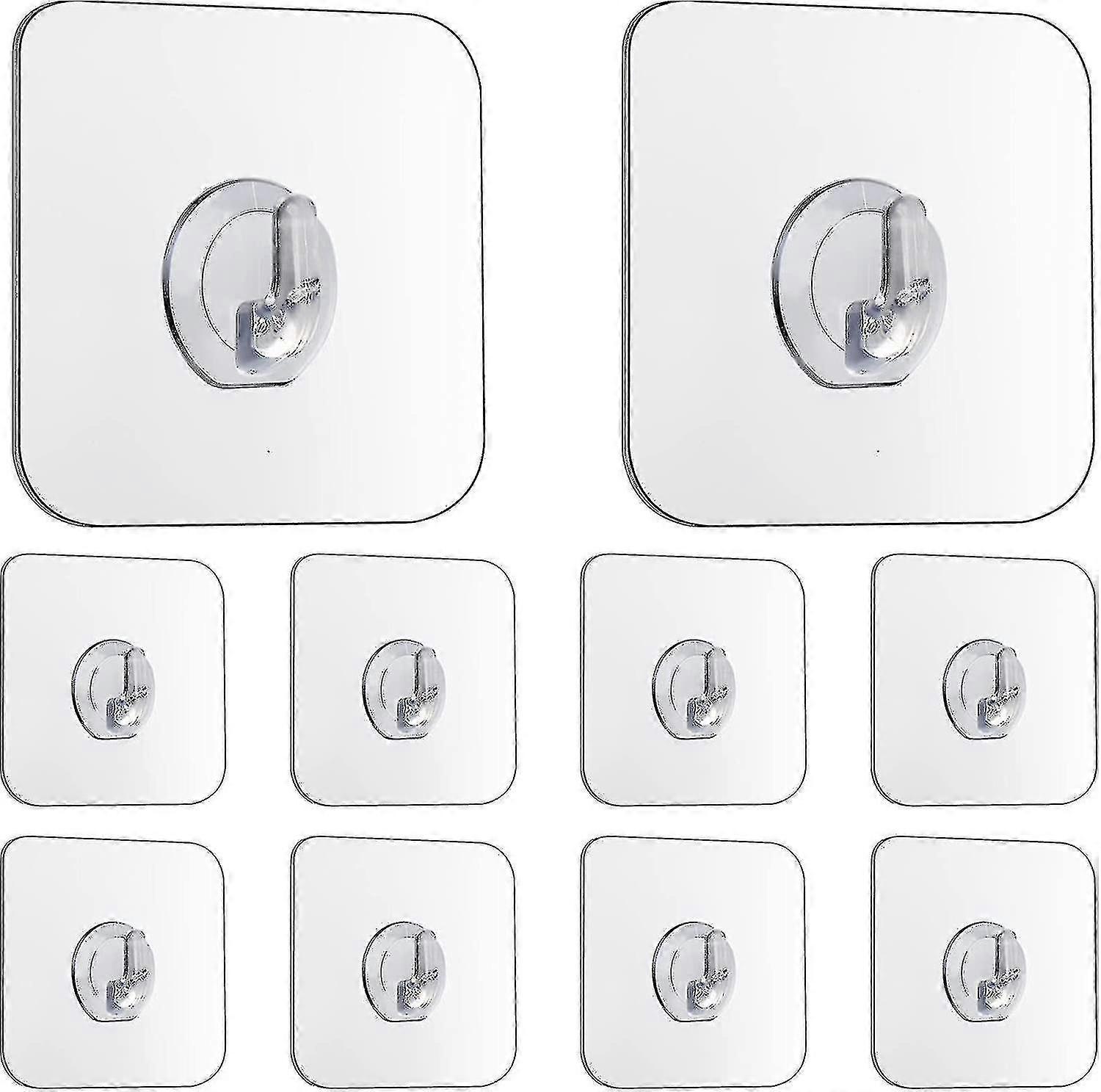 خطافات سحرية ، شفافة ذاتية اللصق ، قابلة للإزالة بدون مسامير خطافات لاصقة شديدة التحمل للمطبخ ، الحمام ، جدار الباب ، 10 عبوات أسود Gyg8-01 - SHEN