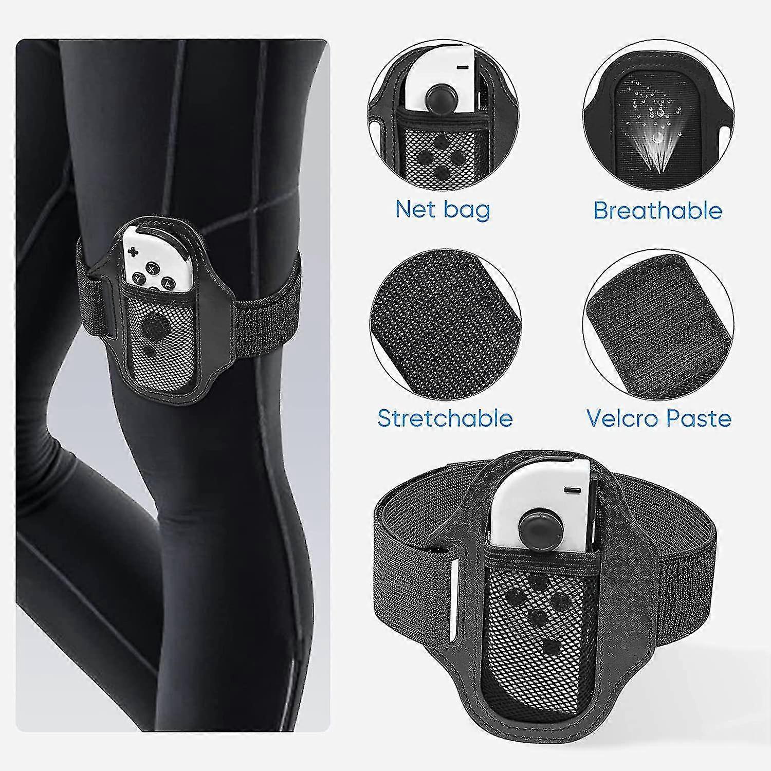 2 Pack Adjustable Elastic Leg Straps For Switch Sports And Switch Ring Fit Adventure, Compatible With Switch Oled Controllers