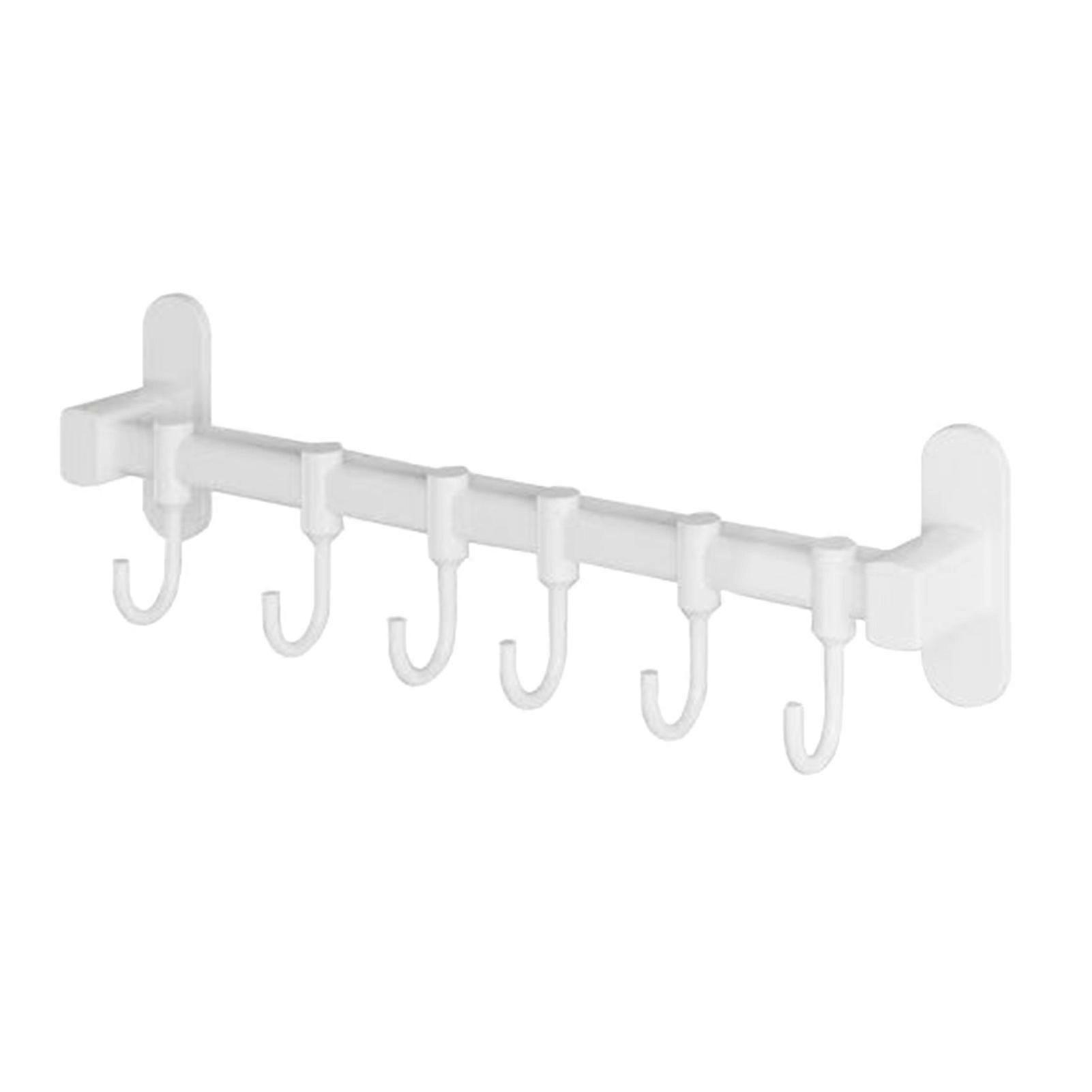 Wall Mount Utensil Rail Rack Easy Sliding Space Aluminum Kitchen Rail with Hooks for Cookware Spoons, 6 Hook 40cm