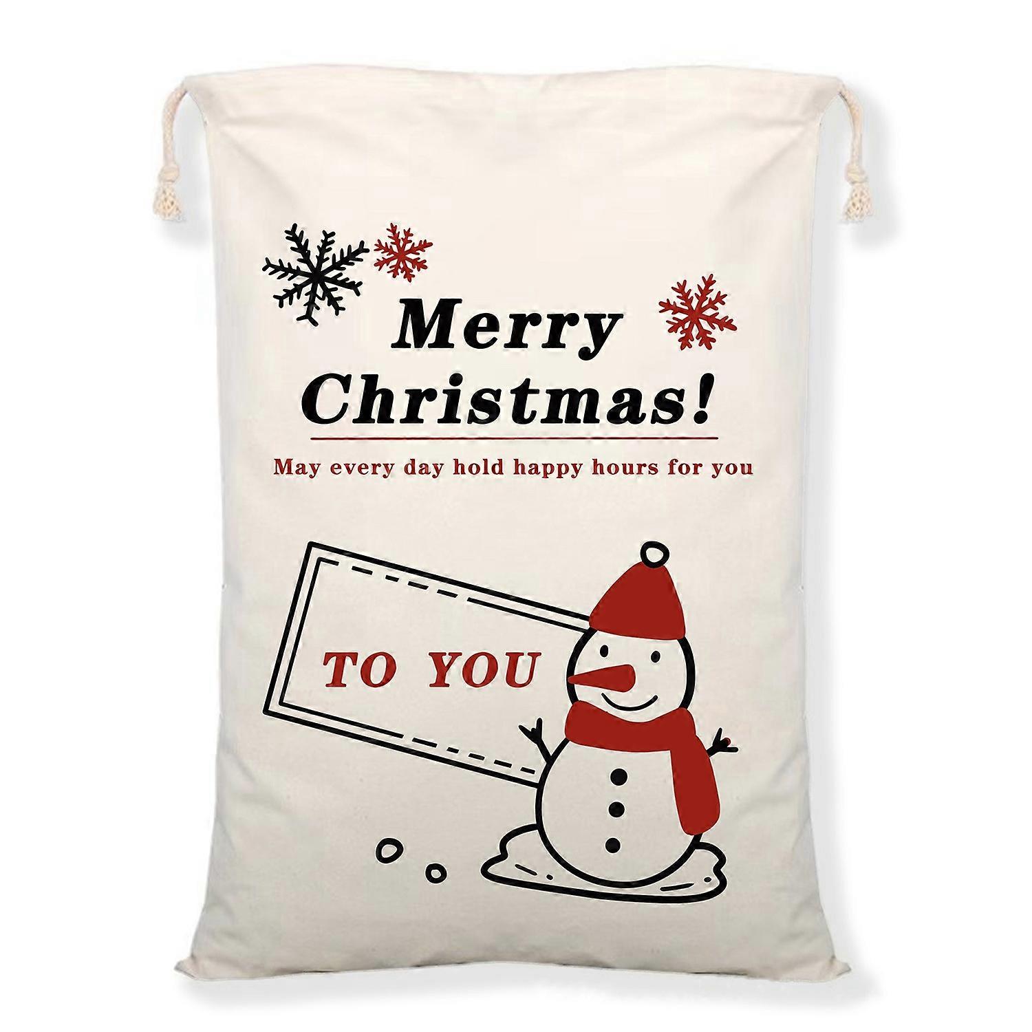 Christmas Drawstring Gift Bag Portable Soft Present Packaging Bag Reusable Cotton Pouch with