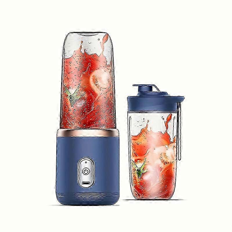 6-blads bærbar elektrisk juicer sett - Automatisk USB-drevet blender med juicekopp, smoothie maker, isknuser og matprosessor - kompakt, lightw