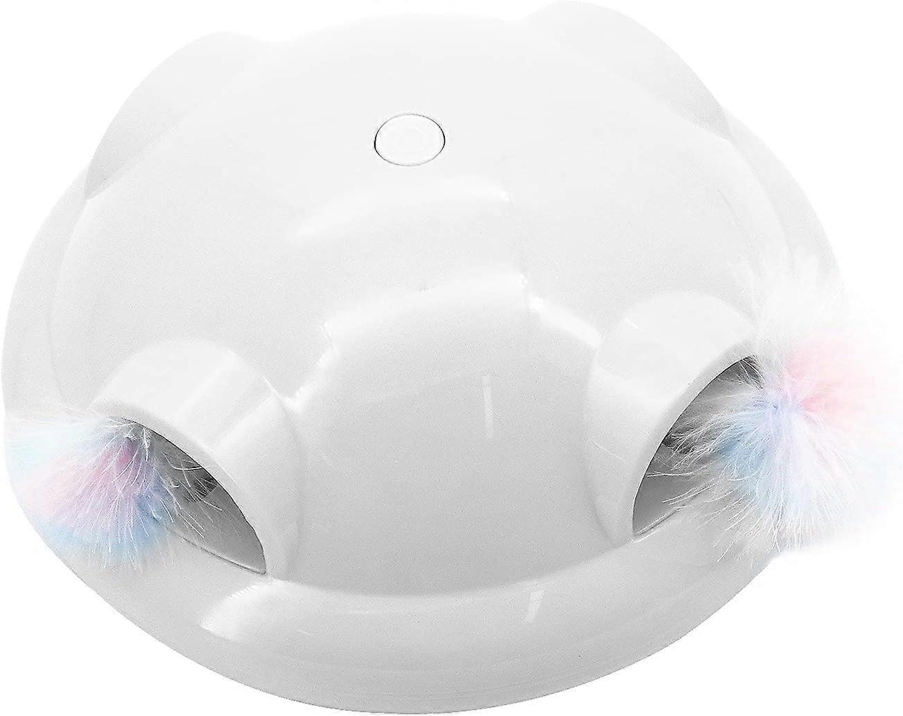 Tizzy Electric Cat Toy - Interactive Feather Toy - Smart Rotating Toy - With Color LED Light - Smart Voice Control (White)