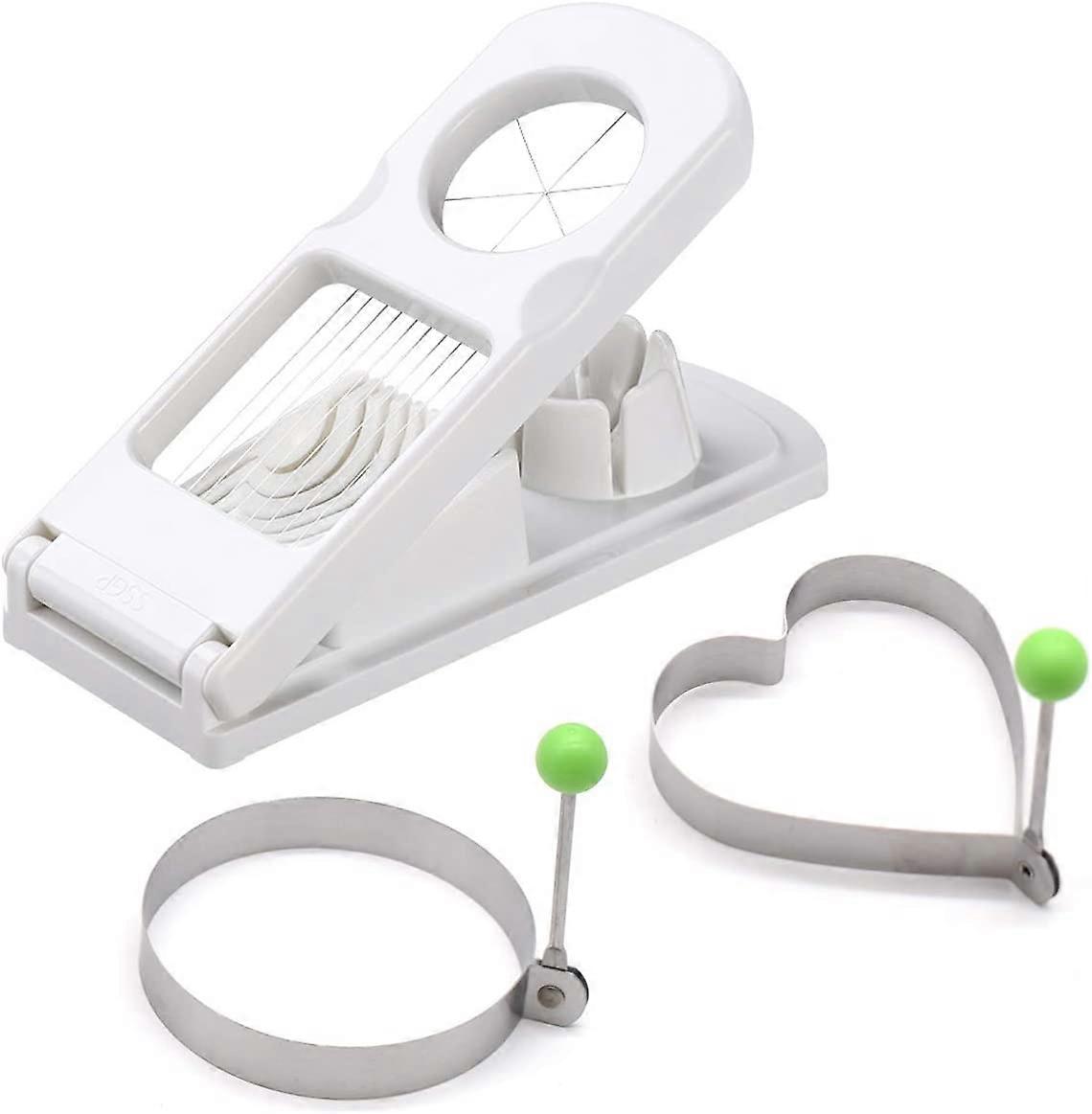 Egg Slicer, Egg Slicer with Stainless Steel Cutting Wires Manual Egg Slicer for Eggs Strawberry Potato Kitchen Utensils with Round & Heart Egg Rings P