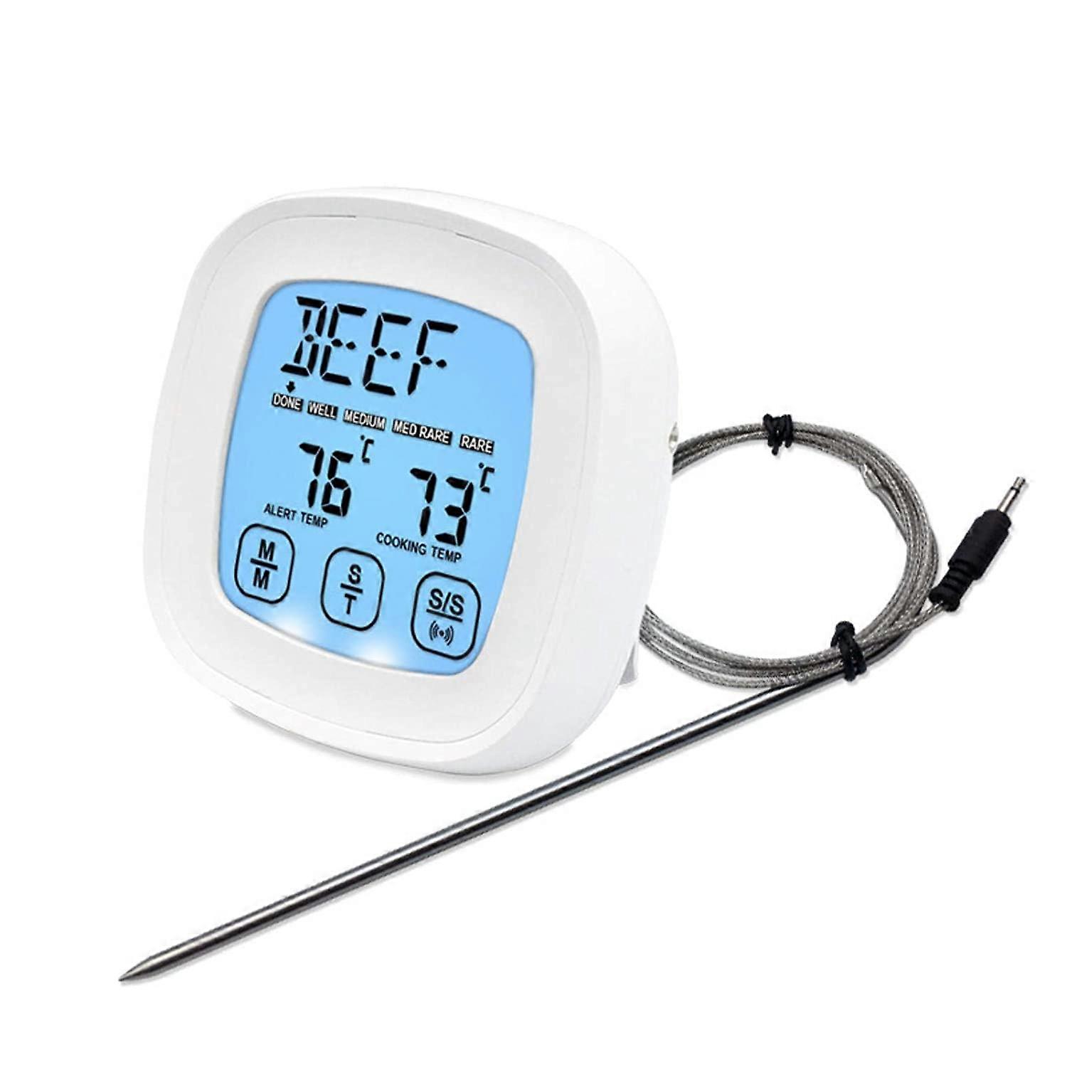 Touchscreen Thermometer Meat, Digital BBQ Grill Oven Cook Timer Alarm