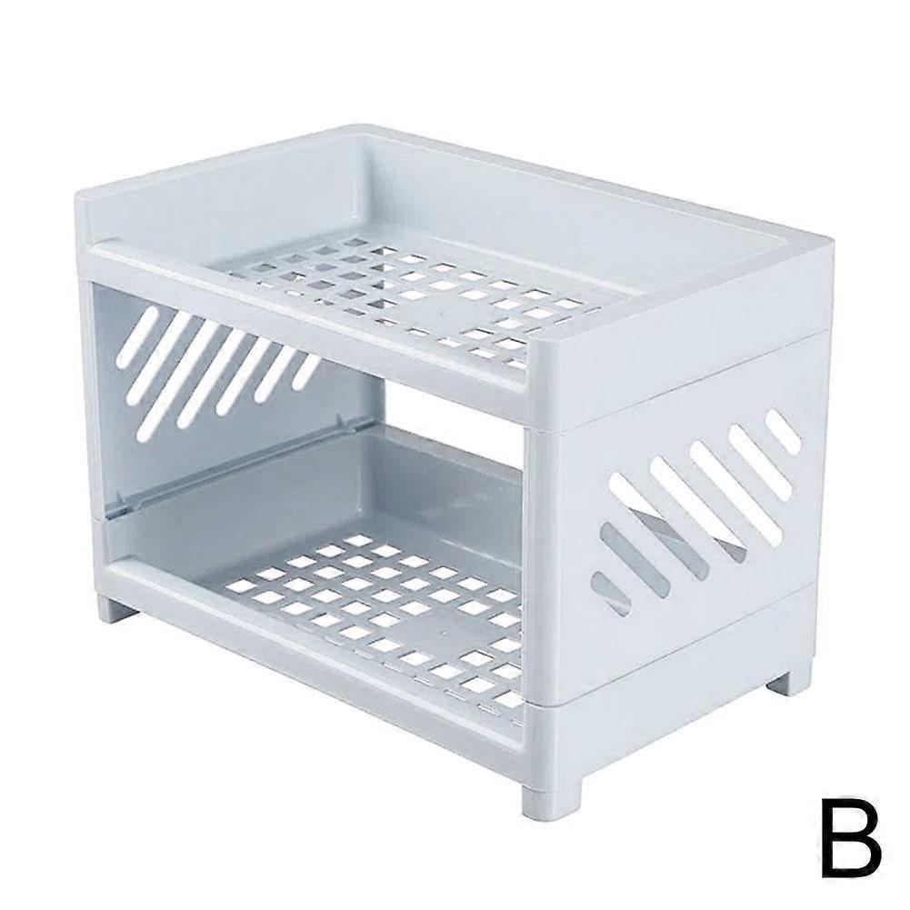PP Desktop Double Layer Storage Rack Rectangular Organizer