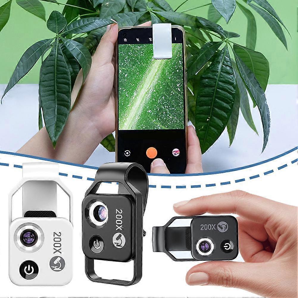 200x Zoom Lens for Iphone, Microscope HD Identification, Built-in LED Light