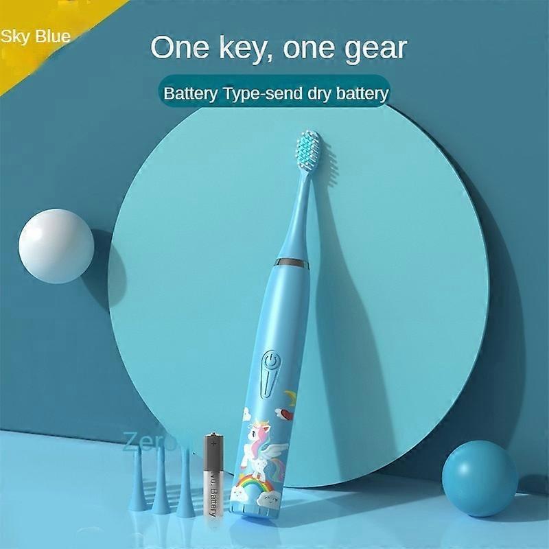 Children's Sonic Electric Toothbrush Soft Bristle Smart Timer Battery Deep Cleaning Not Injuring Teeth Replaceable Brush Heads