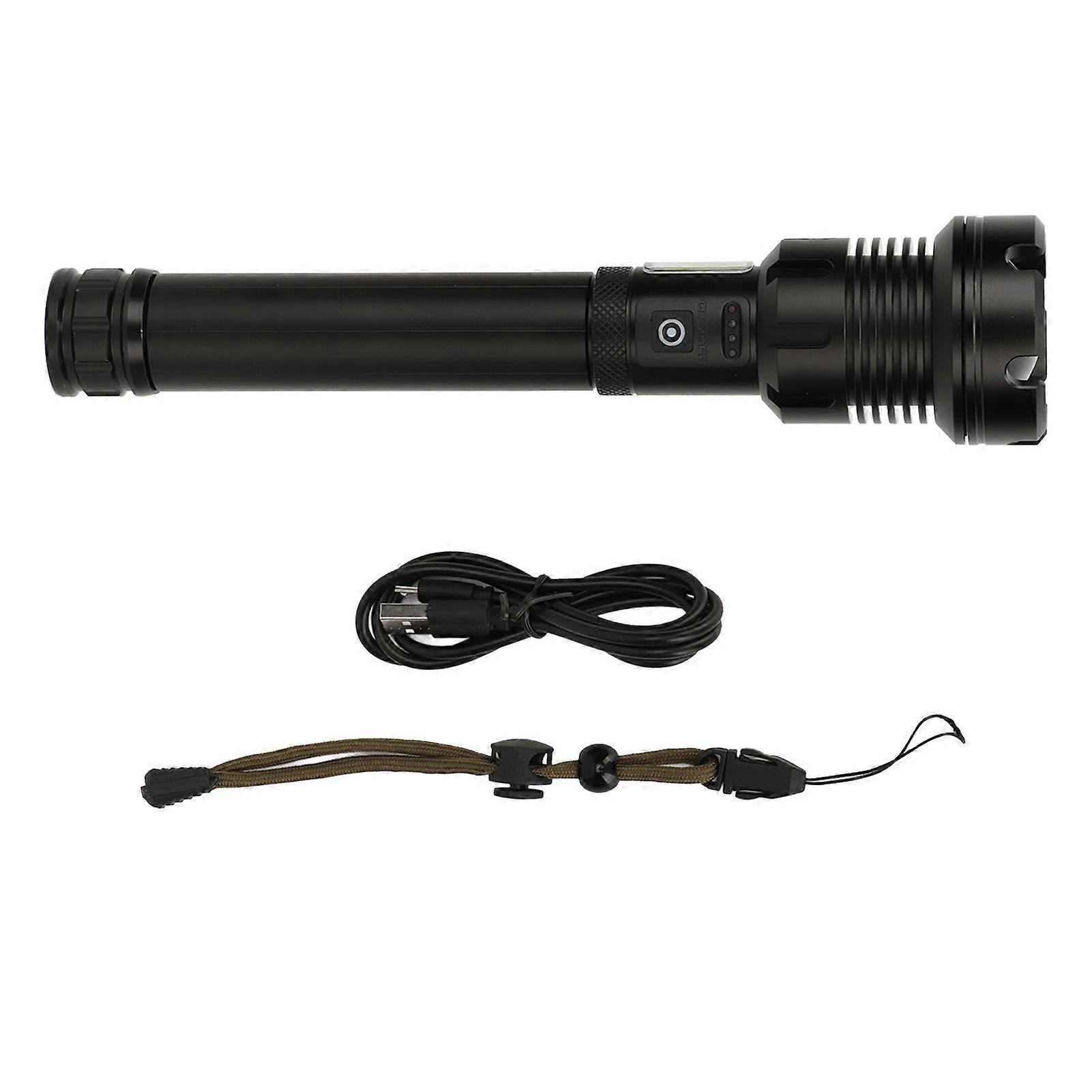 LED Flashlight with COB USB Charging Zoomable Telescopic Flashlight Red White Portable Light