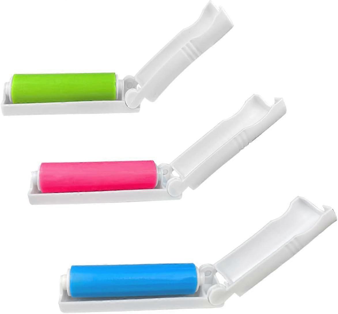 3-Pack of Reusable Lint Rollers, 3 Colors Foldable Mini Lint Roller, Small and Portable to Easily Remove Lint Hair Dust and Pet Hair(Blue, Green