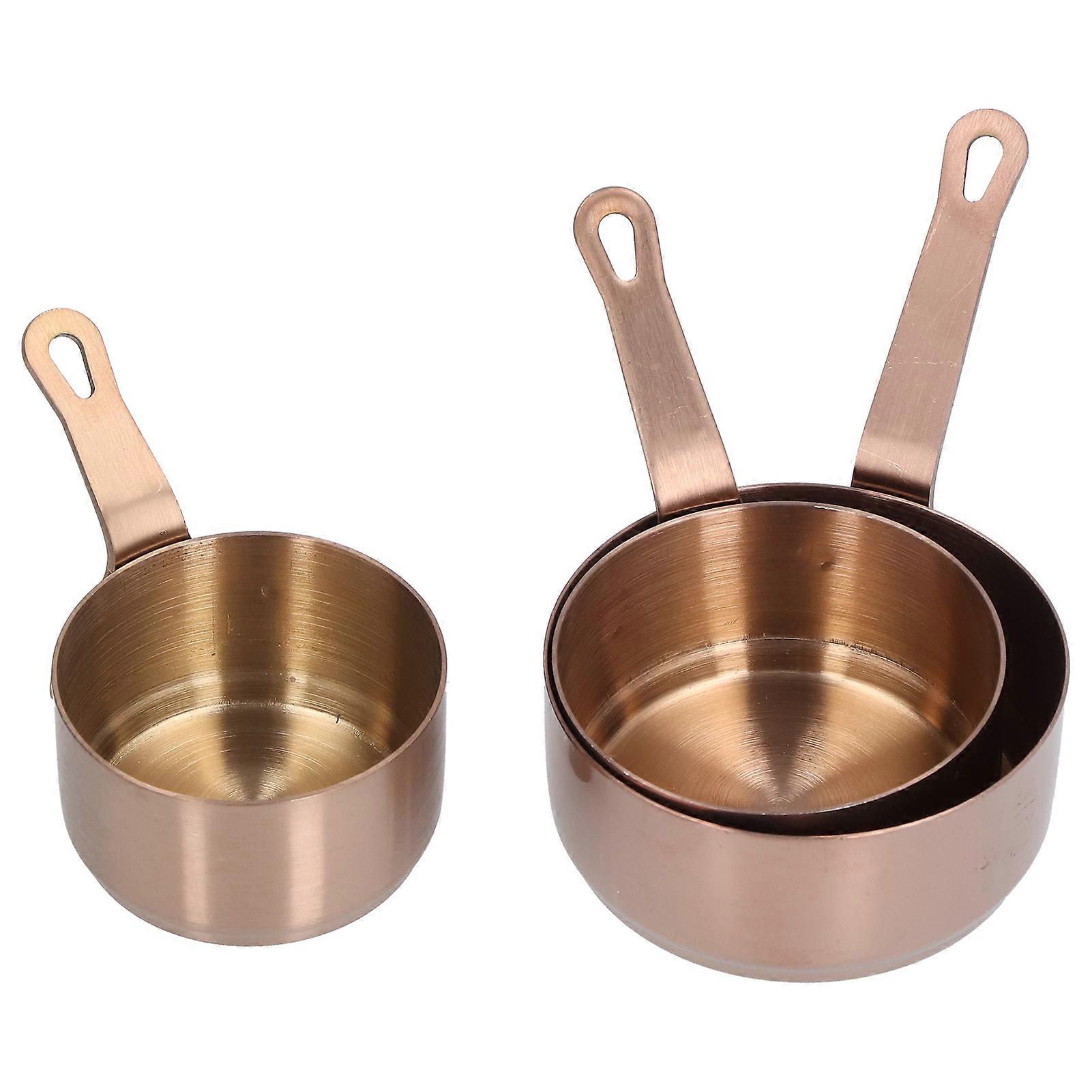 3pcs Sauce Cups Ανοξείδωτο Πιάτο Σάλτσας με Λαβή για Καρύκευμα Κέτσαπ ΟρεκτικόΡοζ Χρυσό