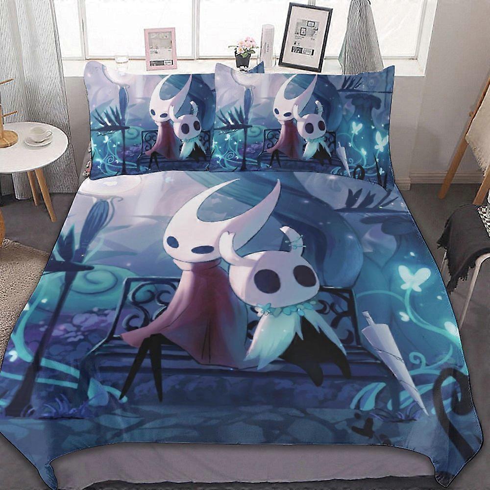 v107 Hollow Knight סט מצעים 3 חלקים סט כיסוי שמיכה סט רך חם ונוח למיטה רכה עם כיסוי שמיכה אחד ו-2 ציפיות לחדר שינה ol107