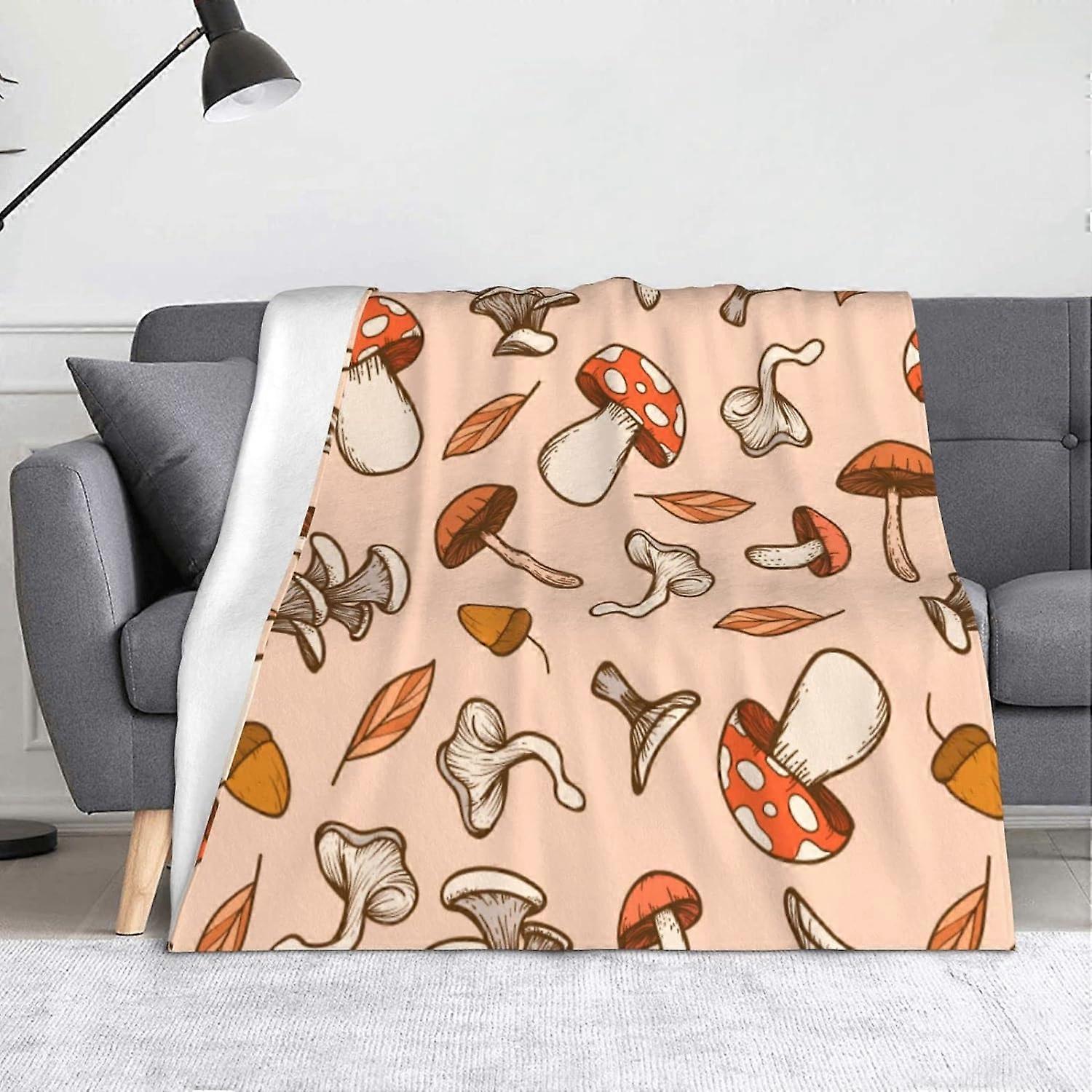 Wild Mushroom Throw Blanket, Soft Lightweight Flannel Blanket for Sofas, Bed, Settees-GBNH511