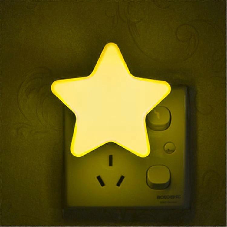 Star Shaped Night Light in Yellow, ABS Plastic Socket Lamp, Plug-in Wall Light with Light Sensor, 8  6.5  2cm (Yellow),2024 Ping