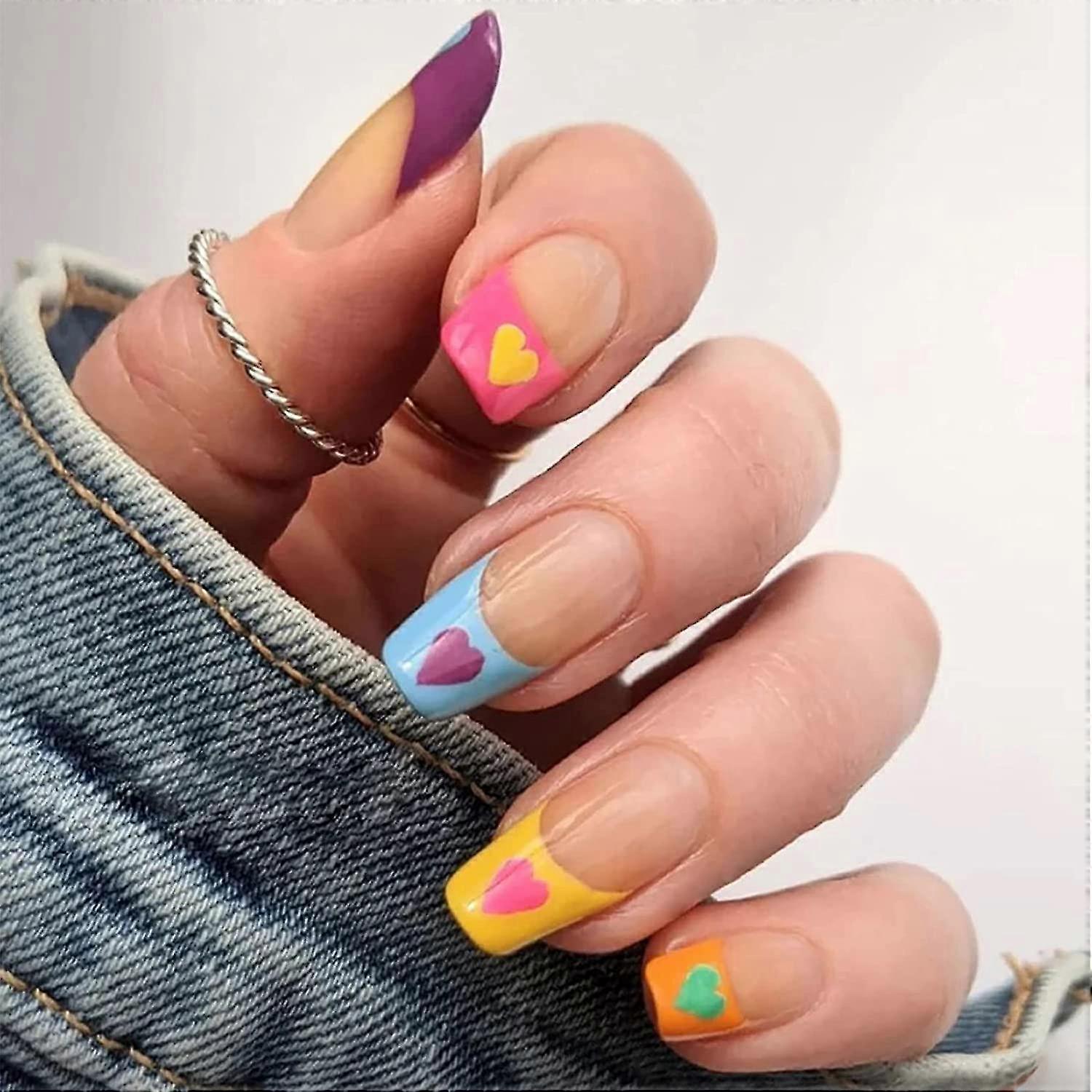 24-pack Press Nails Medium False Nails With Glue