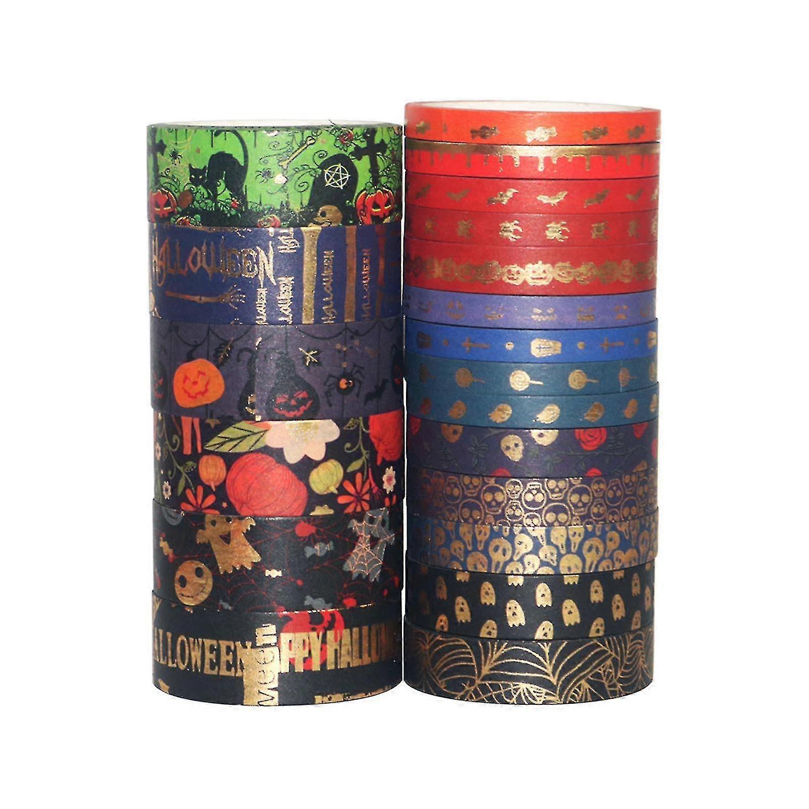 20 Rolls Washi Tape Set Decorative Tapes Black Gold Print Washi Tape Set Unisex